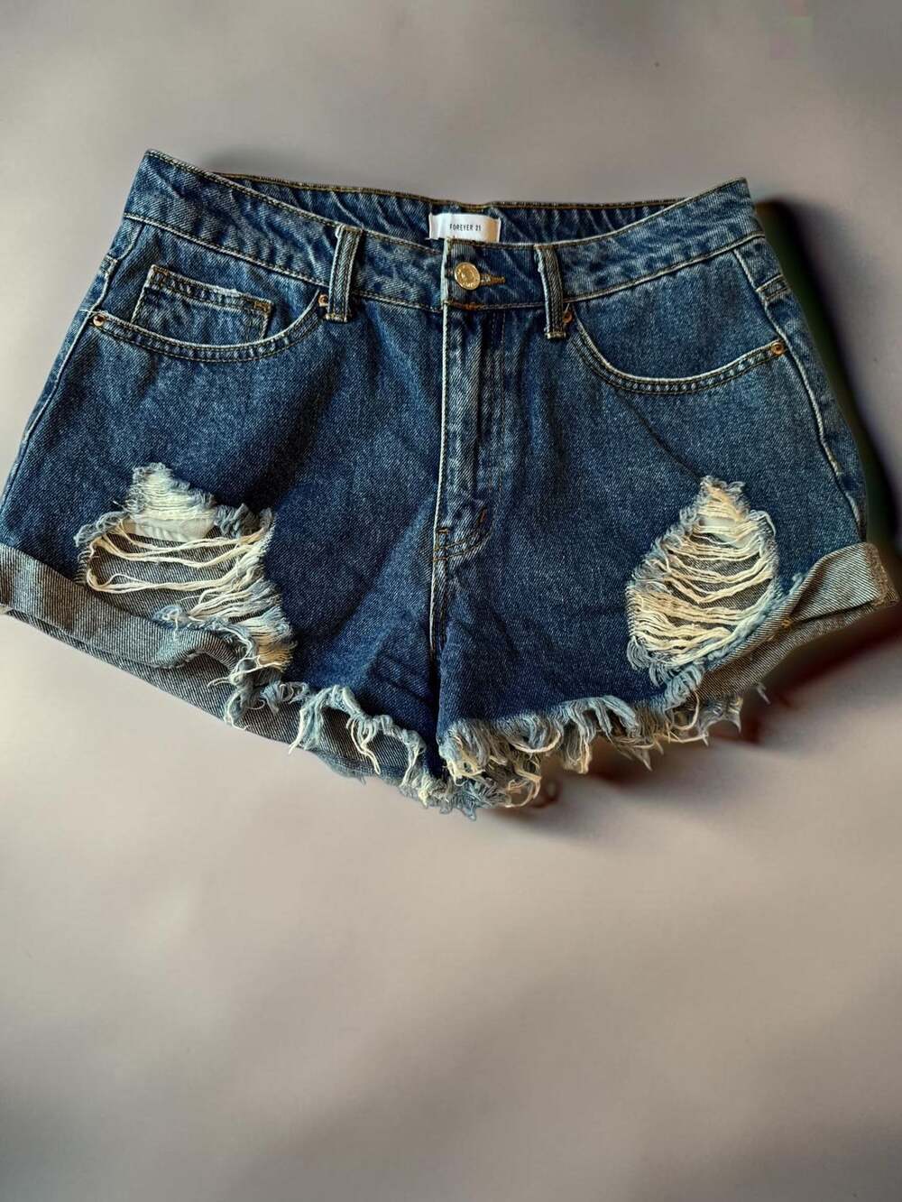 Forever 21 Women's Distressed Denim Cut-Off Jean Shorts Size 28